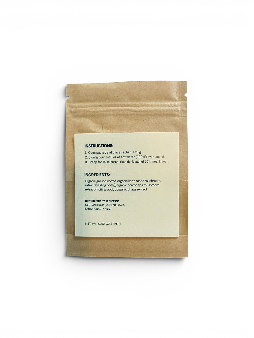 B.NICE.CO Mushroom Coffee — On-the-Go Packs (5 Sachets)