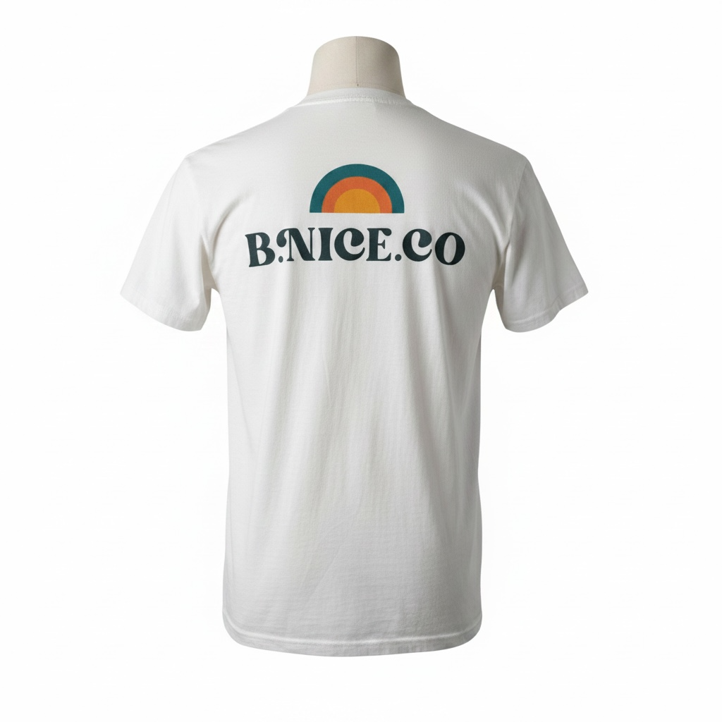 B.NICE.CO Logo Tee – White | Unisex Cotton T-Shirt